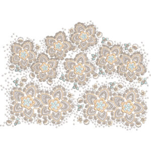 Intricate Floral Lace Embroidery Design with Layered Blossom Motifs and Dense Decorative Detailing