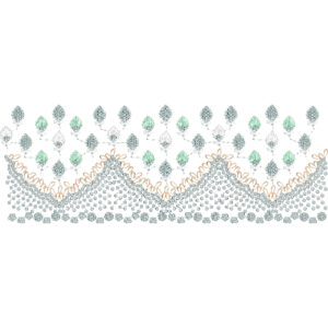 Elegant Scalloped Lace Border Embroidery with Floral Bud Motifs and Textured Fill Detailing