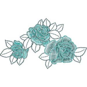 Minimalist Rose Floral Embroidery Design with Line Fill Petals and Leaf Outline Detailing