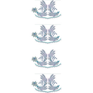 Ornamental Neckline Lace Embroidery with Symmetrical Paisley Vines and Floral Accents