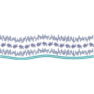 Modern Linear Lace Border Embroidery with Leaf Vine Band and Geometric Stitch Detailing