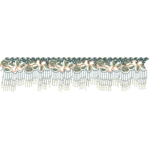 Floral Fringe Lace Border Embroidery with Layered Petal Motifs and Hanging Thread Detailing