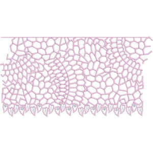 Abstract Lace Fill Embroidery Design with Irregular Mesh Pattern and Decorative Scalloped Edge
