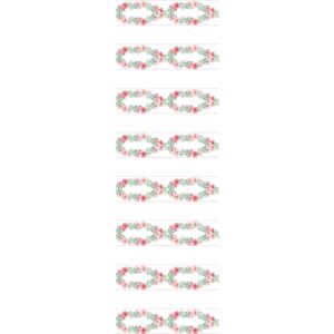 Floral Oval Neckline Lace Embroidery with Repeating Rose Clusters and Symmetrical Vine Arrangement