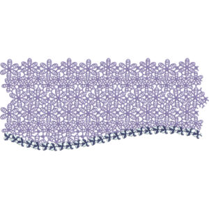 Floral Lace Embroidery Border with Scalloped Edge and Leaf Vine Finish