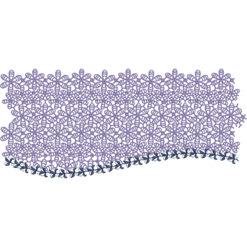 Floral Lace Embroidery Border with Scalloped Edge and Leaf Vine Finish