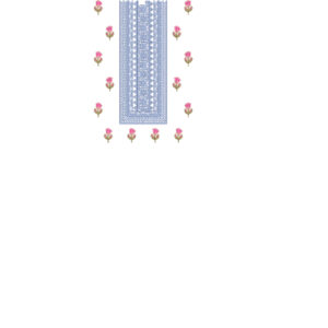 Geometric Panel Neckline Embroidery Design with Delicate Floral Buti Accents