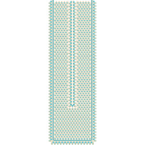 Minimal Geometric Neck Embroidery Design with Repeating Motif Grid and Fine Border Detailing