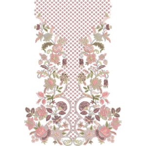 Soft Floral Neck Embroidery Design with Dense Geometric Fill and Elegant Vine Composition