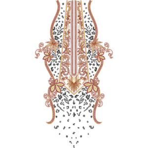 Premium Gold Neck Embroidery Design with Symmetrical Linear Panels and Intricate Ornamental Detailing