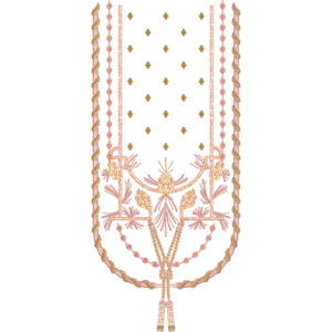 Elegant Neck Embroidery Design with Minimal Dot Layout, Twisted Borders, and Ornamental Tassel Detail