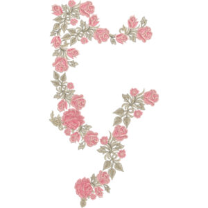 Asymmetrical Rose Neck Embroidery Design with Flowing Floral Vine Composition