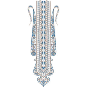 Intricate Neck Embroidery Design with Detailed Central Panel and Ornamental Side Extensions