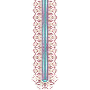 Vertical Neck Embroidery Design with Beaded Center Panel and Repeating Ornamental Side Motifs