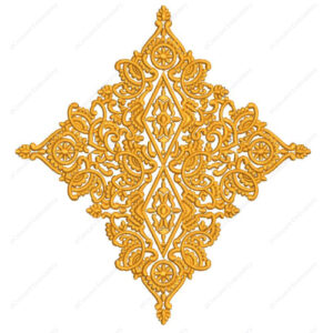 Luxurious Golden Ornamental Cushion Embroidery Design with Diamond Symmetry