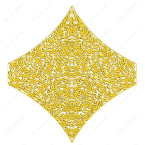 Dense Golden Embroidery Design with Repeating Leaf Motifs and Symmetrical Diamond Layout
