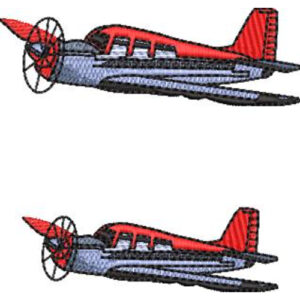 Vintage Airplane Embroidery Design with Classic Propeller Aircraft Detailing