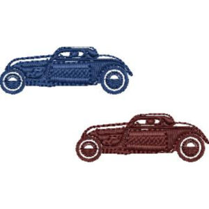 Vintage Car Embroidery Design with Classic Coupe Silhouette and Textured Stitch Detailing