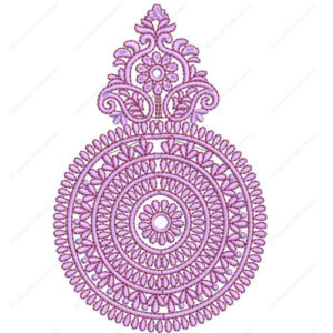 Elegant Pink Circular Medallion Cushion Embroidery Design with Ornamental Top Detail
