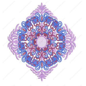 Intricate Multicolor Floral Mandala Cushion Embroidery Design with Ornamental Symmetry