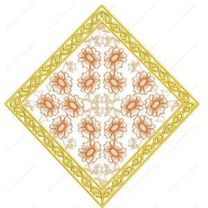 Elegant Floral Diamond Cushion Embroidery Design with Ornamental Border Frame
