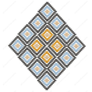 Geometric Diamond Mosaic Cushion Embroidery Design with Cross-Stitch Detailing