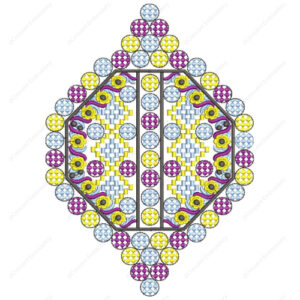 Colorful Geometric Floral Cushion Embroidery Design with Circular Accent Border