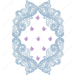 Elegant Scroll Frame Cushion Embroidery Design with Delicate Floral Accents