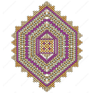 Geometric Hexagon Cushion Embroidery Design with Layered Mosaic Detailing