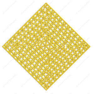 Elegant Golden Diamond Cushion Embroidery Design with Repeating Floral Lattice Pattern