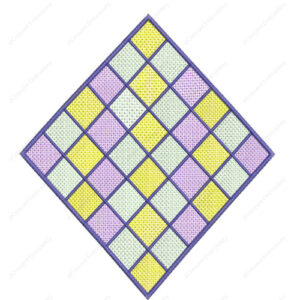 Colorful Diamond Grid Cushion Embroidery Design with Cross-Stitch Texture