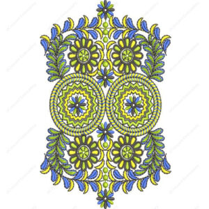 Vibrant Geometric Floral Cushion Embroidery Design with Circular Medallion Detailing