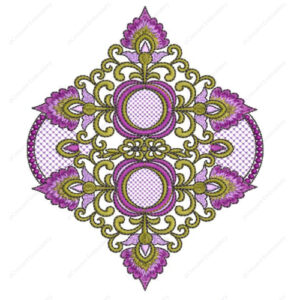 Elegant Floral Medallion Cushion Embroidery Design with Ornamental Scrollwork