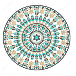 Elegant Circular Floral Cushion Embroidery Design with Ornamental Radiating Pattern