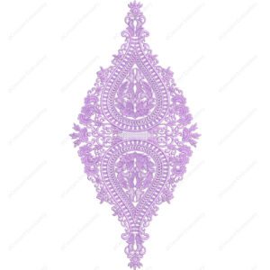 Elegant Lavender Paisley Cushion Embroidery Design with Ornamental Lace Detailing