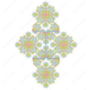 Pastel Geometric Cross-Stitch Cushion Embroidery Design with Symmetrical Motifs