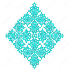 Elegant Turquoise Floral Cushion Embroidery Design with Repeating Ornamental Motifs