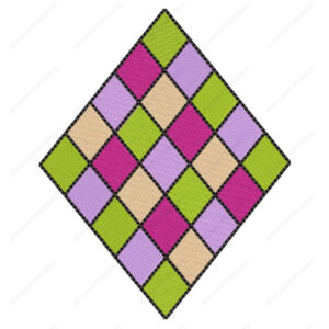 Colorful Diamond Grid Cushion Embroidery Design with Bold Geometric Blocks