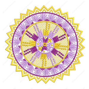 Ornamental Mandala Embroidery Design with Radiating Star Motif and Layered Geometric Detailing