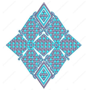 Modern Geometric Embroidery Design with Layered Diamond Motifs and Lattice Detailing
