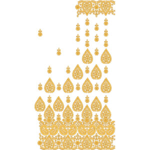 Royal Golden Paisley Saree Embroidery Design with Layered Buti and Ornamental Border