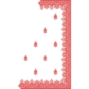 Classic Red Paisley Saree Embroidery Design with Ornamental Border and Minimal Buti Layout