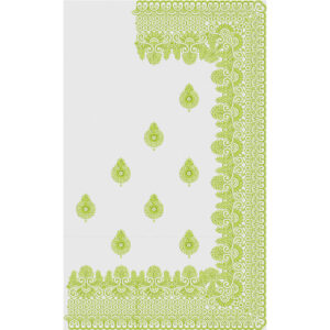 Elegant Lime Green Ornamental Saree Embroidery Design with Intricate Border and Buti Layout