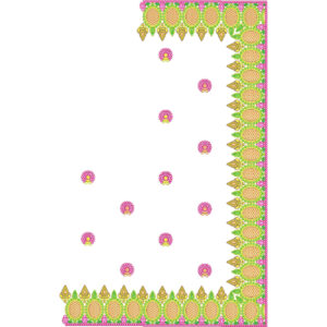 Traditional Saree Corner Embroidery Design with Ornate Paisley Border and Floral Buti Layout