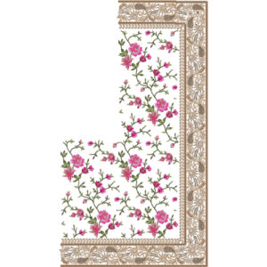 Elegant Saree Corner Embroidery Design with Dense Floral Vine Layout and Ornamental Border