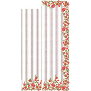 Elegant Saree Embroidery Design with Vertical Line Pattern and Floral Border Arrangement