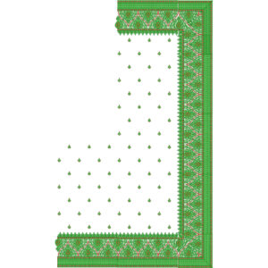 Traditional Saree Corner Embroidery Design with Geometric Border and Diamond Buti Arrangement