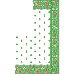 Elegant Saree Corner Embroidery Design with Floral Border and Buti Motif Layout