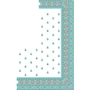 Stylish Saree Corner Embroidery Design with Ornamental Border and Teardrop Buti Pattern