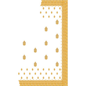 Elegant Saree Corner Embroidery Design with Monotone Ornamental Border and Paisley Buti Layout